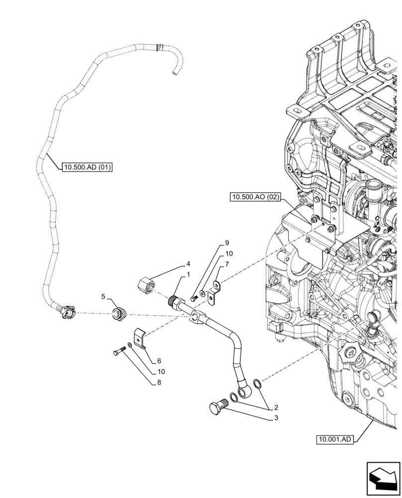 Схема запчастей Case IH FARMALL 110C - (50.100.AQ[03]) - VAR - 334187, 334190, 392315 - PLATFORM, W/O HEATER, LINE (50) - CAB CLIMATE CONTROL