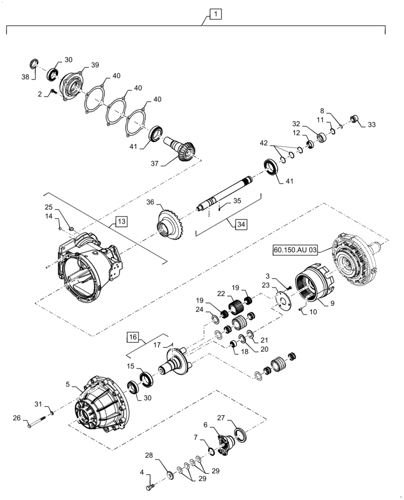 Схема запчастей Case IH 8120 - (60.150.05) - GEARBOX, HEADER/FEEDER, VARIABLE SPEED, INPUT HALF (60) - PRODUCT FEEDING