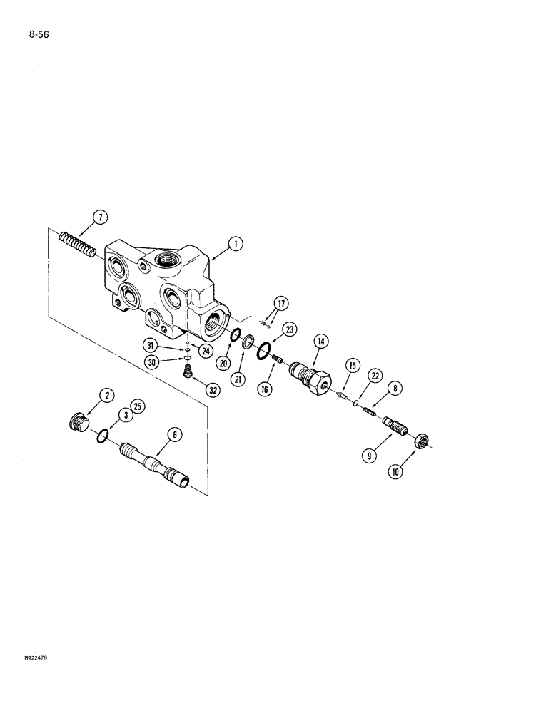 Схема запчастей Case IH 9210 - (8-056) - HYDRAULIC REMOTE VALVE INLET BODY, WITH PRIORITY VALVE (08) - HYDRAULICS