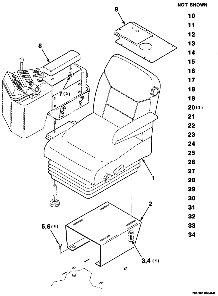 Схема запчастей Case IH 8860HP - (07-32) - SEAT ASSEMBLY (AIR RIDE) (90) - PLATFORM, CAB, BODYWORK AND DECALS