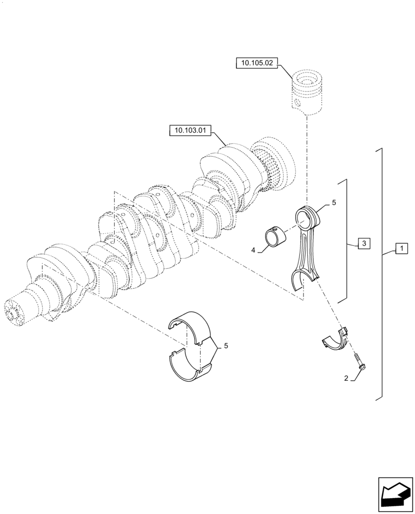 Схема запчастей Case IH P215 - (10.105.02) - CONNECTING ROD (10) - ENGINE