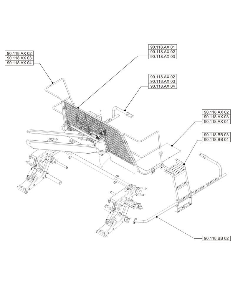 Схема запчастей Case IH A8800 - (00.000.90[02]) - PICTORIAL INDEX - PLATFORM, CAB, BODYWORK AND DECALS (00) - GENERAL & PICTORIAL INDEX