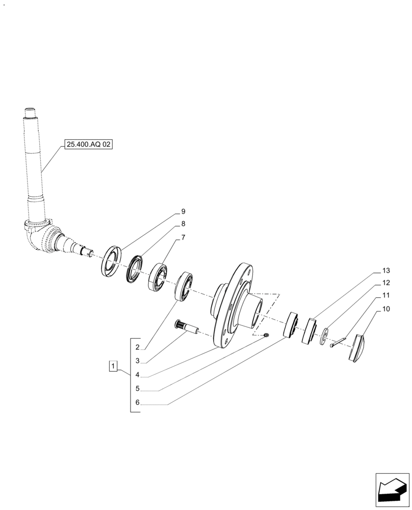 Схема запчастей Case IH FARMALL 140A - (25.400.AH[02]) - VAR - 390373 - 2WD FRONT AXLE, HUB, HEAVY DUTY (25) - FRONT AXLE SYSTEM