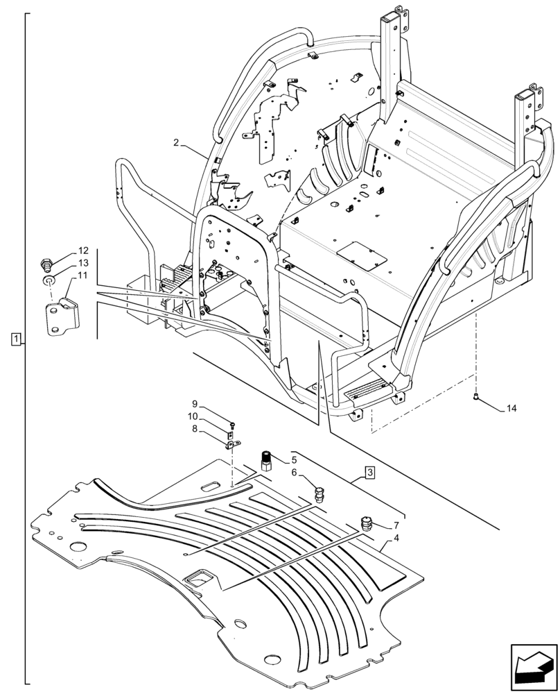 Схема запчастей Case IH FARMALL 110C - (90.110.AP[01]) - VAR - 334187, 334190, 392315 - PLATFORM, W/O CAB (90) - PLATFORM, CAB, BODYWORK AND DECALS