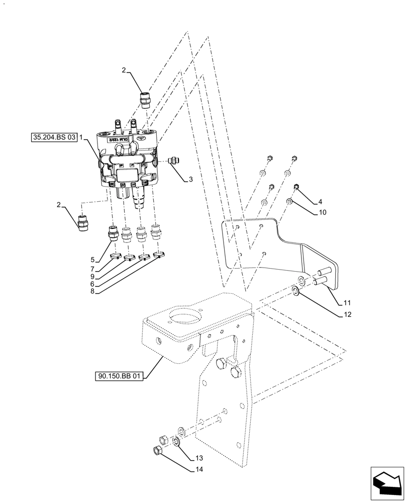 Схема запчастей Case IH FARMALL 120A - (35.204.BS[01]) - VAR - 330196 - MID MOUNT VALVE KIT, VALVE (35) - HYDRAULIC SYSTEMS