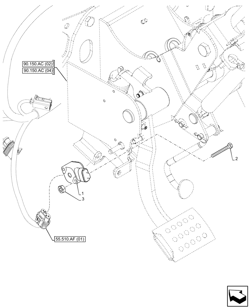 Схема запчастей Case IH FARMALL 110C - (55.513.BD[03]) - VAR - 334183, 334187, 334190, 334211, 391606, 392315, 743496, 743573, 744588 - POTENTIOMETER, HI-LO (55) - ELECTRICAL SYSTEMS