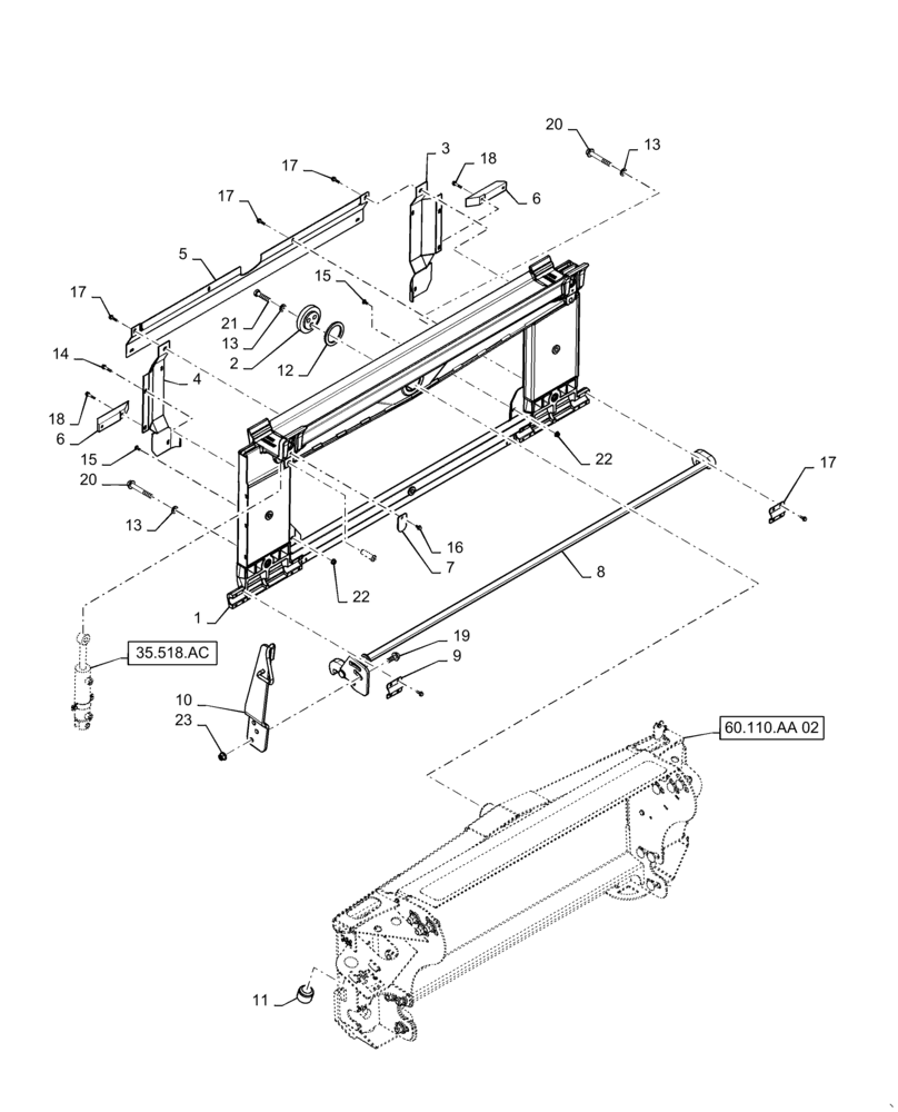 Схема запчастей Case IH 8240 - (60.110.AA[05]) - VAR - 722742, 425546, 722744, 425547 - ADAPTER, FEEDER (60) - PRODUCT FEEDING