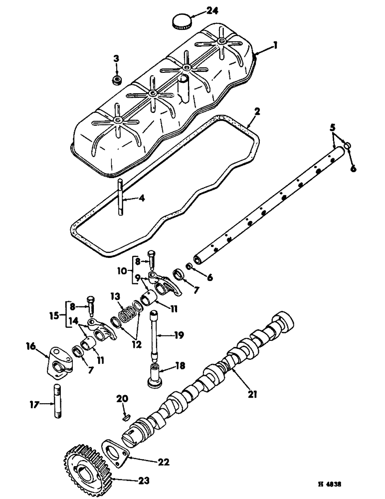 Схема запчастей Case IH 375 - (D-12) - D206 DIESEL ENGINE, CAMSHAFT AND VALVE LEVER SHAFT (01) - ENGINE