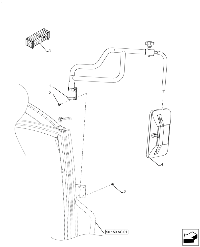 Схема запчастей Case IH FARMALL 110A - (88.100.90[06]) - VAR - 710879 - DIA KIT, TELESCOPIC EXTERNAL REAR VIEW MIRROR, CAB (88) - ACCESSORIES