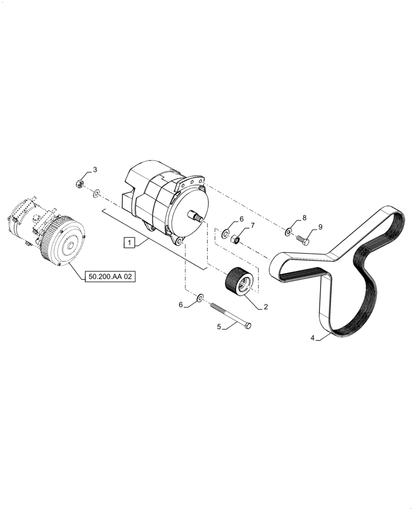 Схема запчастей Case IH 9230 - (55.301.AD[02]) - ALTERNATOR, BELT (55) - ELECTRICAL SYSTEMS