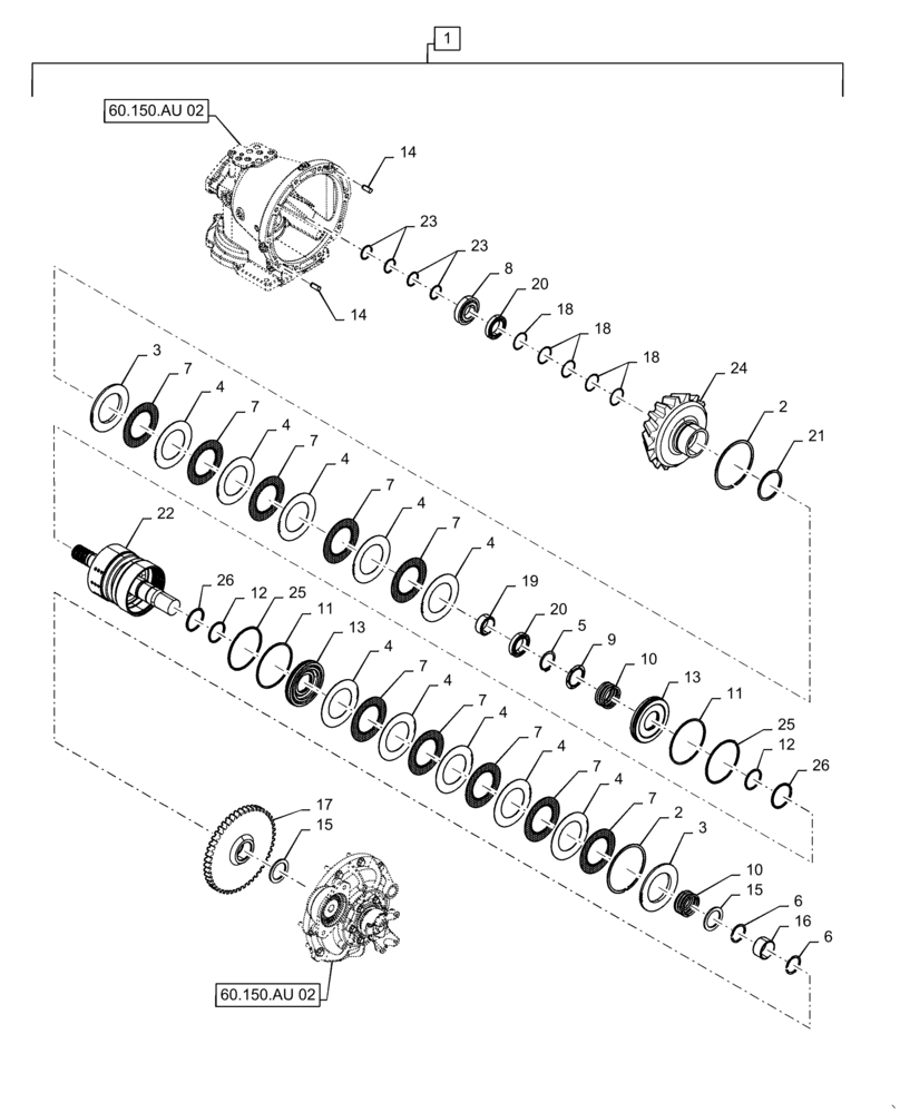 Схема запчастей Case IH 7240 - (60.150.AU[01]) - VAR - 425465, 425361 - GEARBOX, FEEDER DRIVESHAFT, PTO (60) - PRODUCT FEEDING