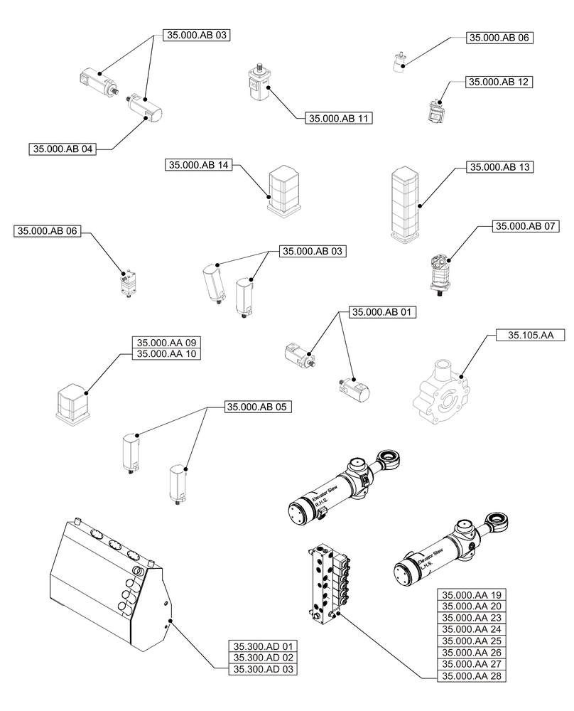 Схема запчастей Case IH A8800 - (00.000.35[01]) - PICTORIAL INDEX - HYDRAULIC SYSTEMS (00) - GENERAL & PICTORIAL INDEX