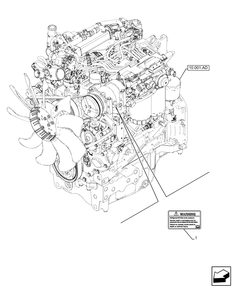 Схема запчастей Case IH FARMALL 110C - (90.108.AC[08]) - VAR - 334183, 334211, 391606, 743496, 743573 - WARNING DECAL, AIR CONDITIONER (90) - PLATFORM, CAB, BODYWORK AND DECALS