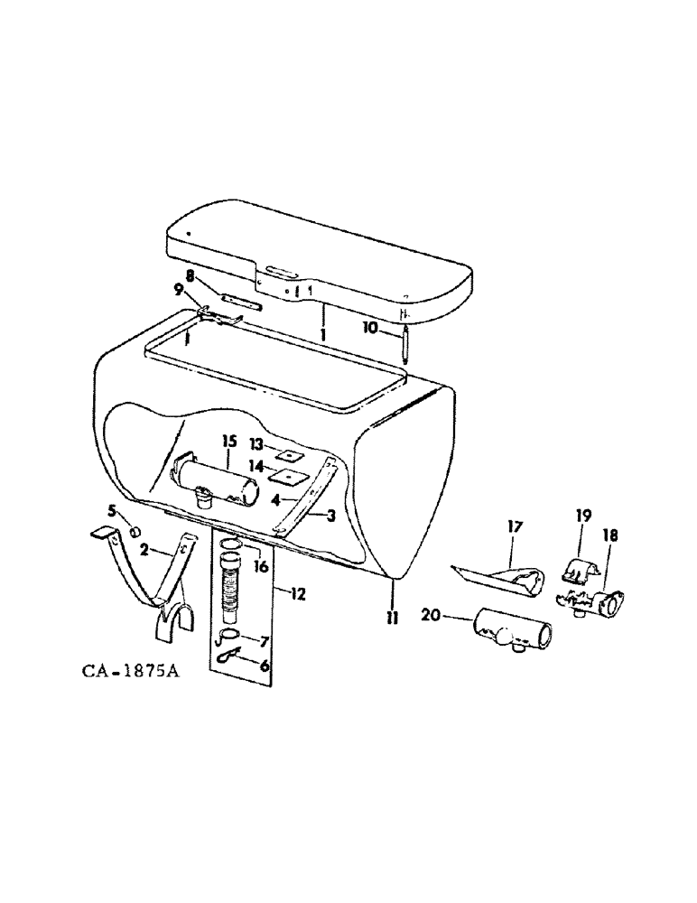 Схема запчастей Case IH 400 - (YA-05) - HOPPER AND RELATED PARTS, FOR 4 ROW, 4 ROW ADJUSTABLE AND 8 ROW PLANTERS 