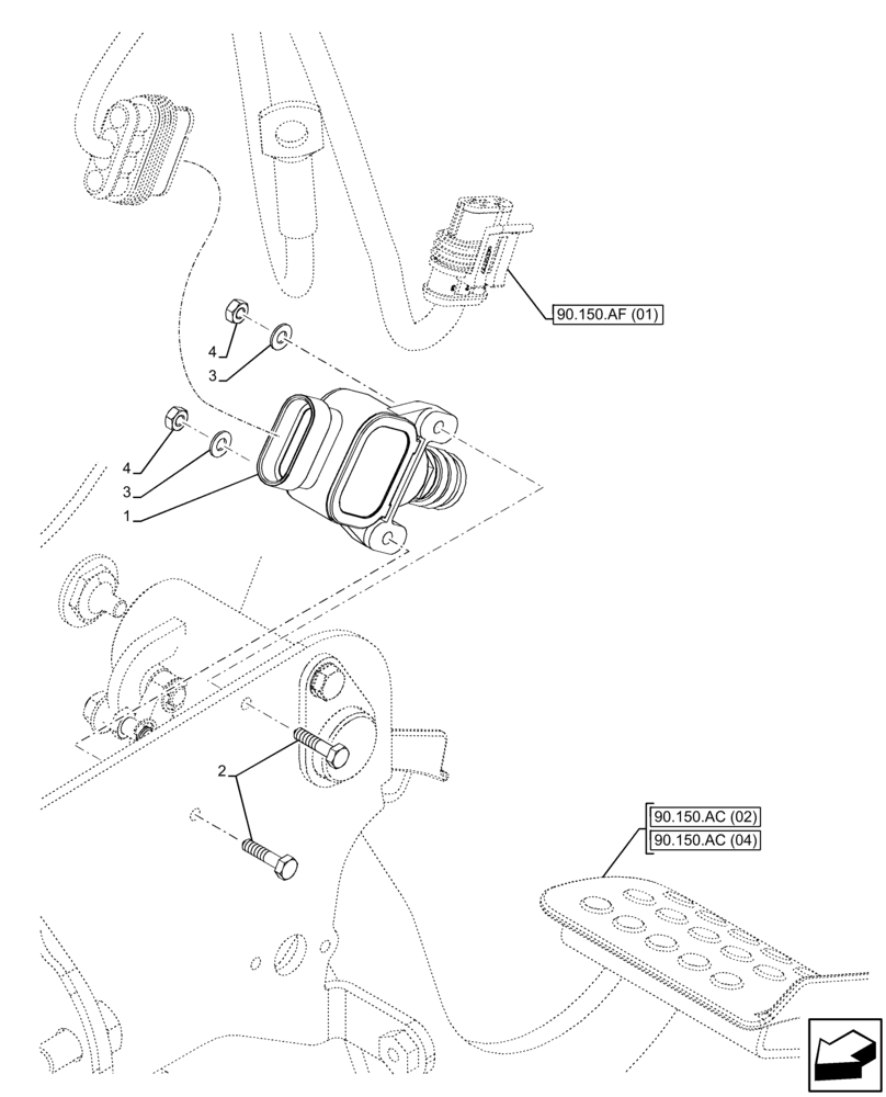 Схема запчастей Case IH FARMALL 110C - (55.513.BD[04]) - VAR - 334183, 334187, 334190, 334211, 391606, 392315, 743496, 743573, 744588 - CLUTCH, PEDAL, SENSOR, HI-LO (55) - ELECTRICAL SYSTEMS