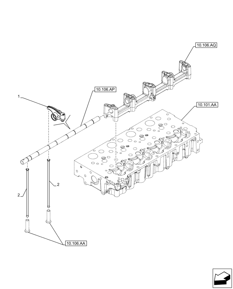 Схема запчастей Case IH F5GFL413A B006 - (10.106.AO) - ROCKER ARM (10) - ENGINE