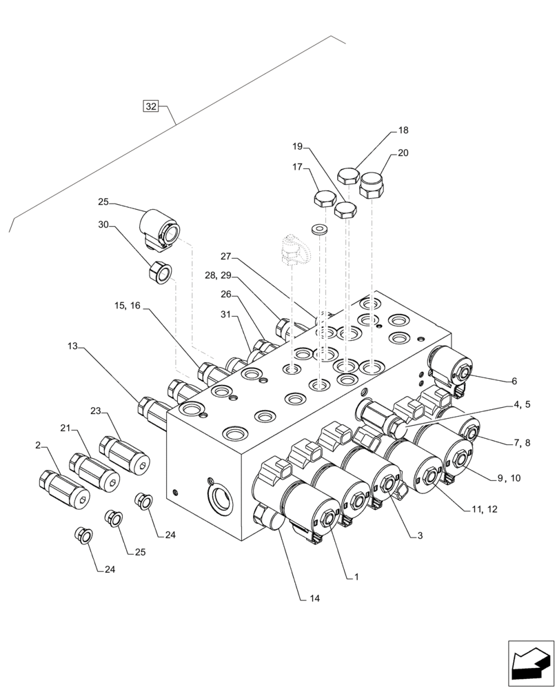 Схема запчастей Case IH A8800 - (35.310.AF[15]) - HYDRAULIC VALVE (6 SECTION) (35) - HYDRAULIC SYSTEMS