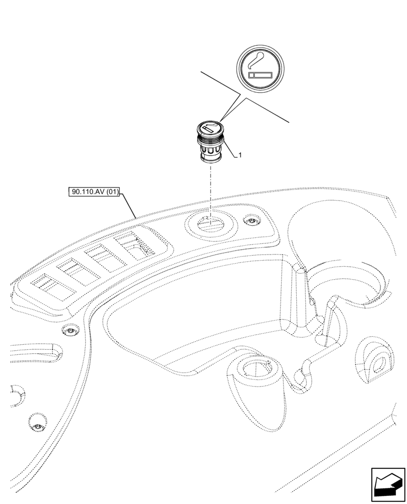 Схема запчастей Case IH FARMALL 120C - (55.512.AD[04]) - VAR - 334183, 334190, 744588 - CIGARETTE LIGHTER, W/O CAB (55) - ELECTRICAL SYSTEMS