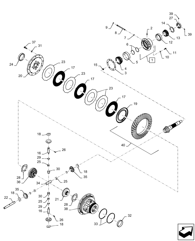 Схема запчастей Case IH MAGNUM 290 - (27.106.AC[07]) - CVT - TRANSMISSION, DIFFERENTIAL PINION SHAFT & GEARS - 235 - 290 (27) - REAR AXLE SYSTEM