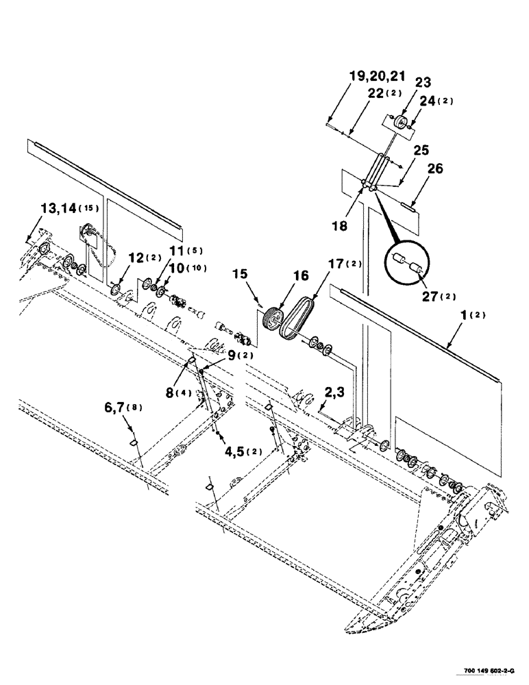 Схема запчастей Case IH 425 - (2-14) - SICKLE DRIVE ASSEMBLY, 25 FOOT (58) - ATTACHMENTS/HEADERS