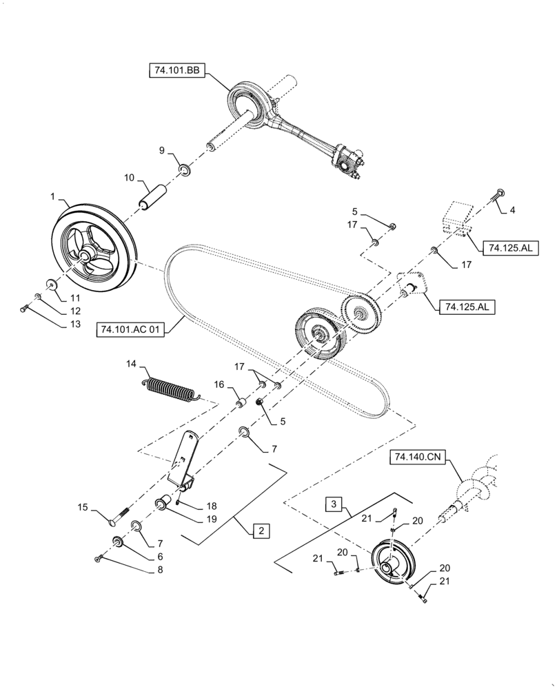 Схема запчастей Case IH 9230 - (74.101.AC[02]) - VAR - 425528, 425529, 425399 - DRIVE, SHAKER (74) - CLEANING