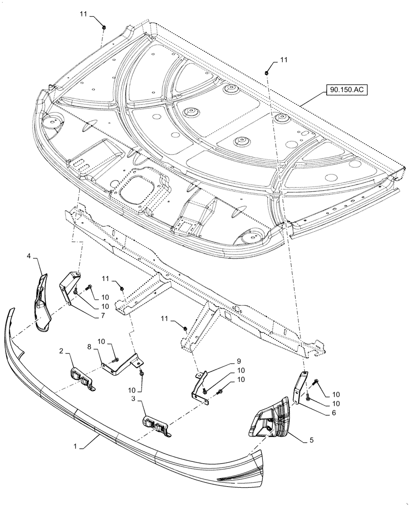 Схема запчастей Case IH 5140 - (90.150.BJ) - COVER ASSY, CAB GUARD (90) - PLATFORM, CAB, BODYWORK AND DECALS