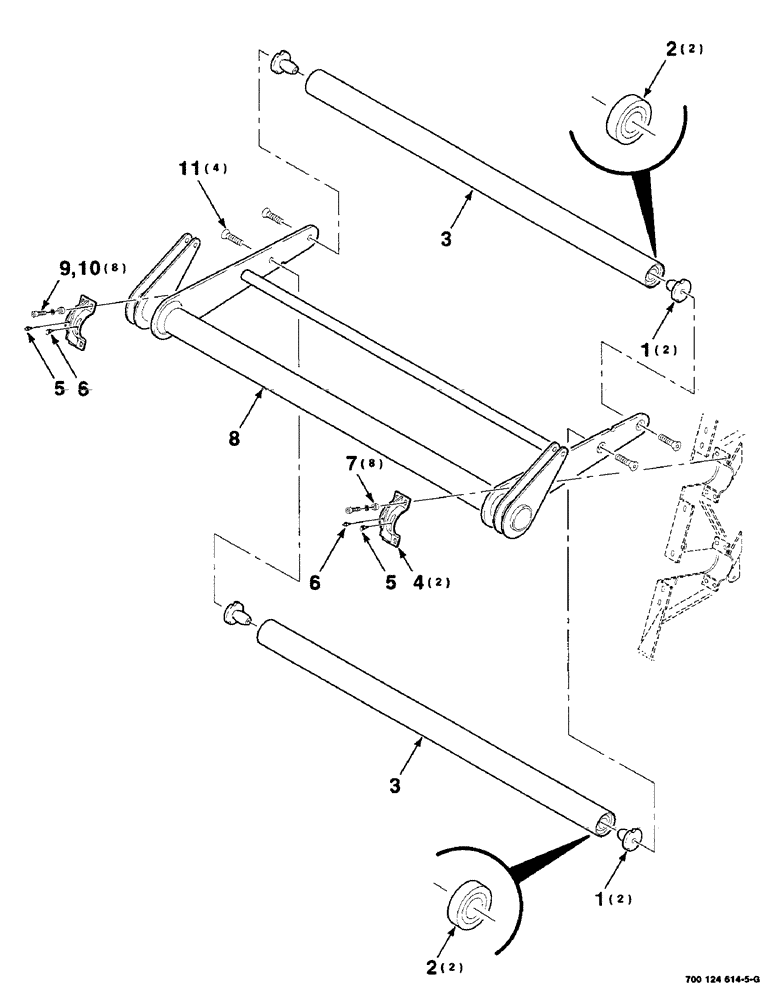 Схема запчастей Case IH 8465T - (6-26) - BELT TENSION ROLLER ASSEMBLY (14) - BALE CHAMBER