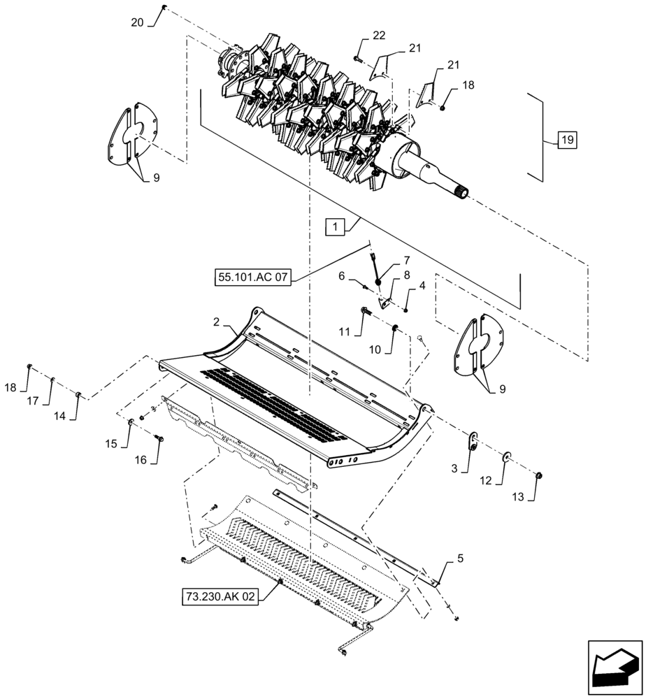 Схема запчастей Case IH 7240 - (73.230.AJ[03]) - VAR - 425427, 425428 - CHOPPER BODY ASSY (73) - RESIDUE HANDLING