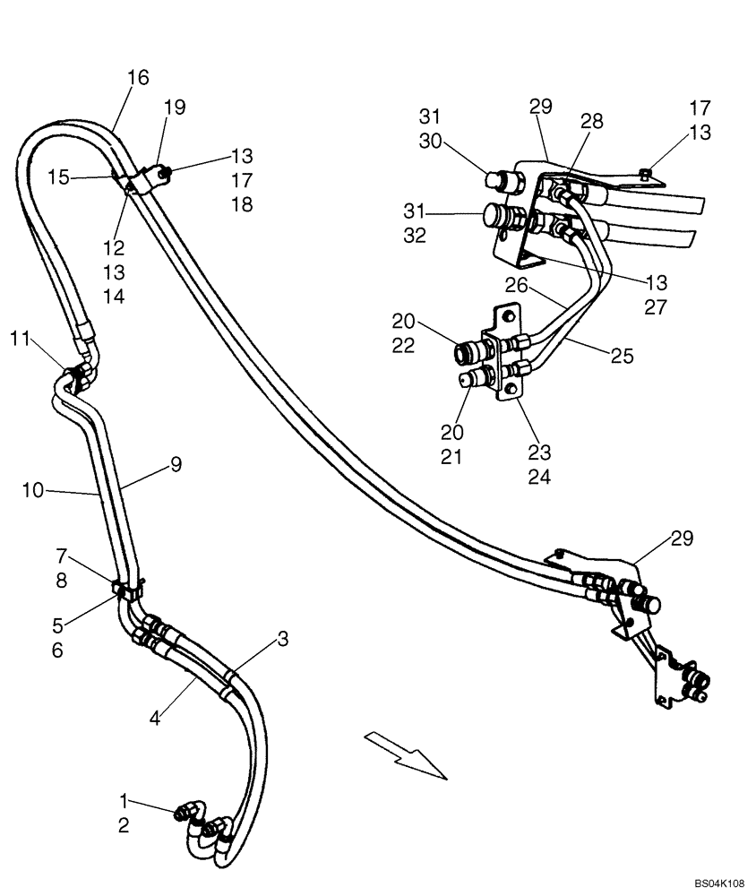 Схема запчастей Case IH 465 - (08-16) - HIGH FLOW - AUXILIARY SYSTEM (08) - HYDRAULICS