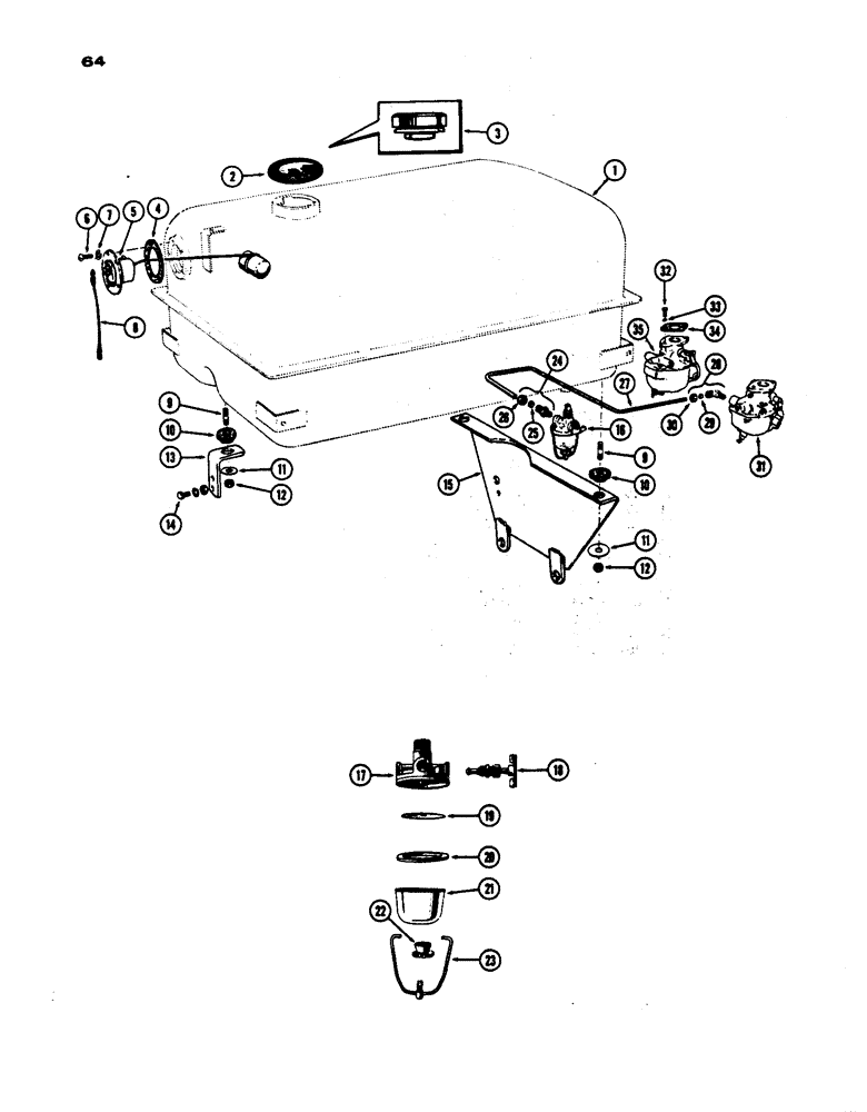 Схема запчастей Case IH 530 - (064) - FUEL SYSTEM, PRIOR TO S/N 8262800, 530 MODEL, 159 SPARK IGNITION ENGINE (03) - FUEL SYSTEM