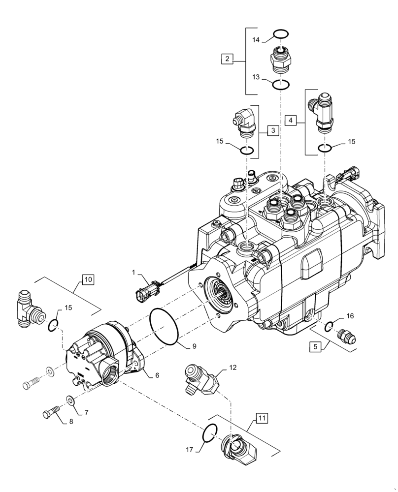 Схема запчастей Case IH WD2104 - (35.910.AF[04]) - DRAPER PUMP ASSY, 6 CYLINDER, BSN YGG677500 (35) - HYDRAULIC SYSTEMS