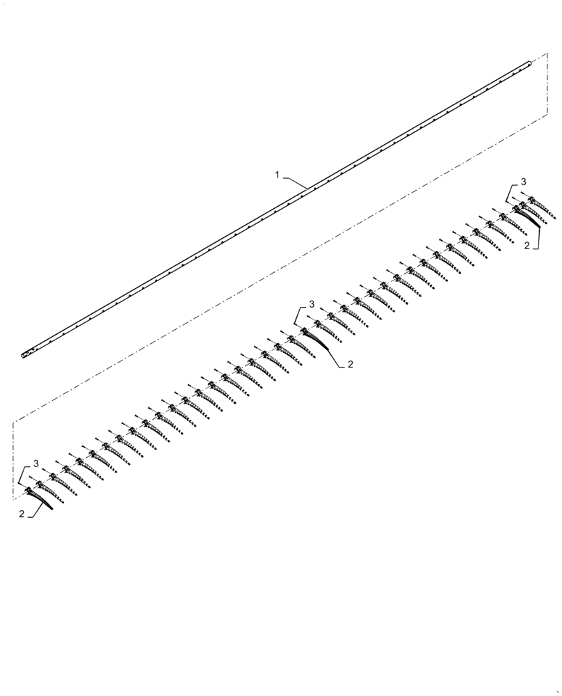 Схема запчастей Case IH 3152 - (60.101.04[07]) - REEL, TINE BAR ASSY, LH 40FT, ASN YEH050000 (60) - PRODUCT FEEDING