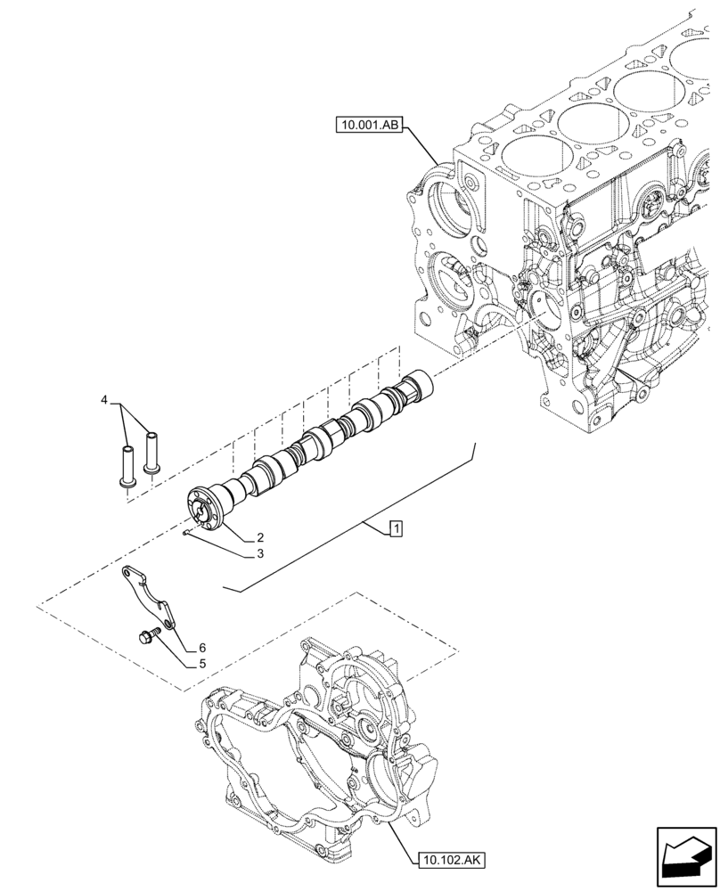 Схема запчастей Case IH F5BFL413E B002 - (10.106.AA) - CAMSHAFT, TIMING CONTROL (10) - ENGINE