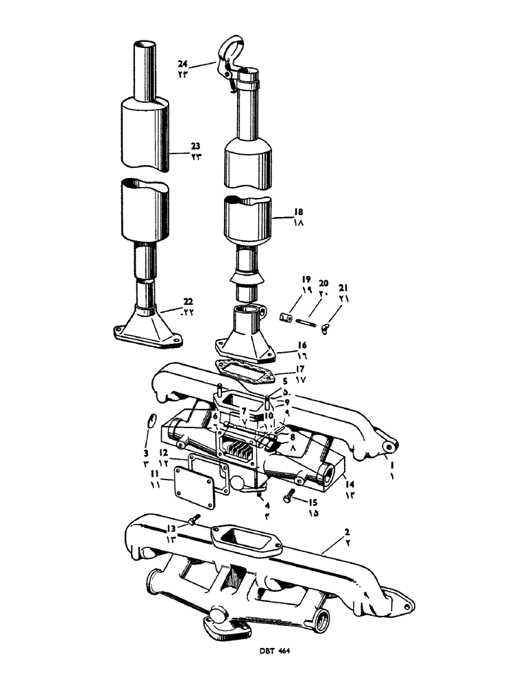 Схема запчастей Case IH 950 - (058) - MANIFOLD AND SILENCER (02) - ENGINE