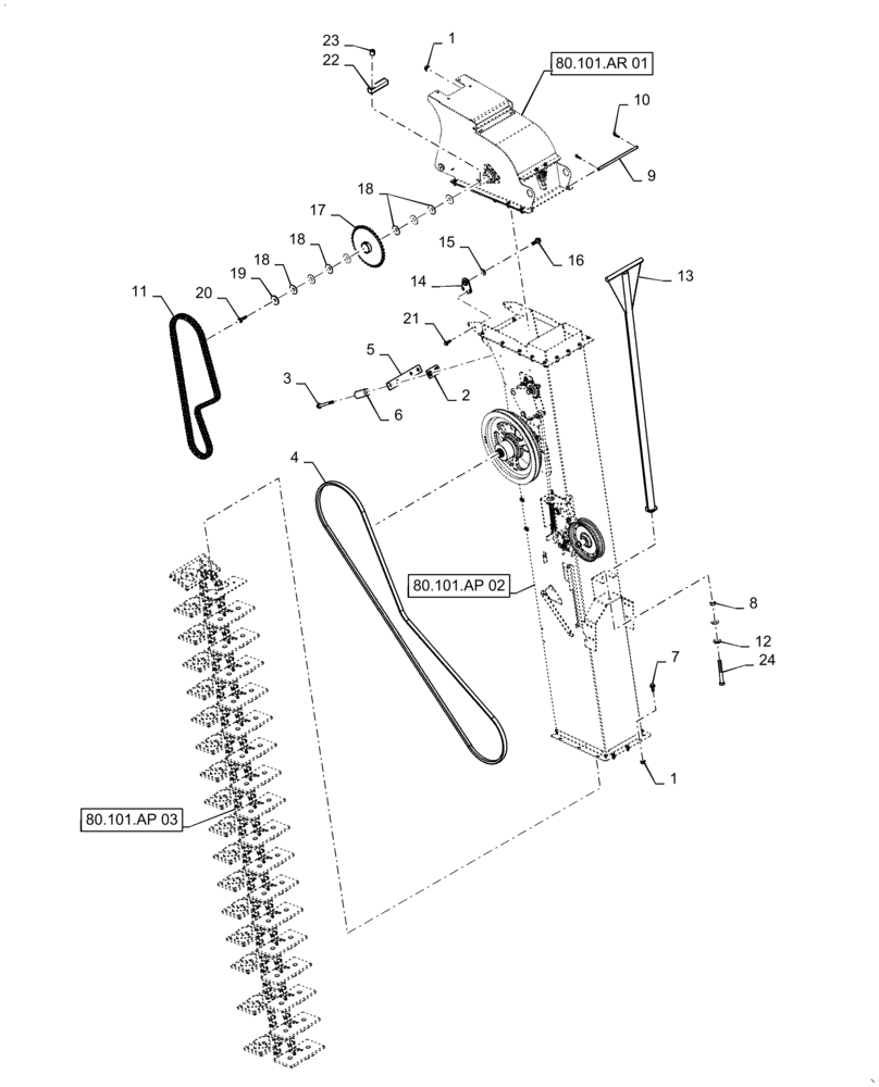 Схема запчастей Case IH 8240 - (80.101.AP[04]) - VAR - 425241 - CLEAN GRAIN ELEVATOR, 2-SPEED (80) - CROP STORAGE/UNLOADING