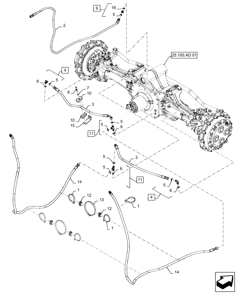 Схема запчастей Case IH MAGNUM 260 - (41.200.AT[05]) - STEERING CYLINDER HYD. LINE, CLASS 4.5 (41) - STEERING