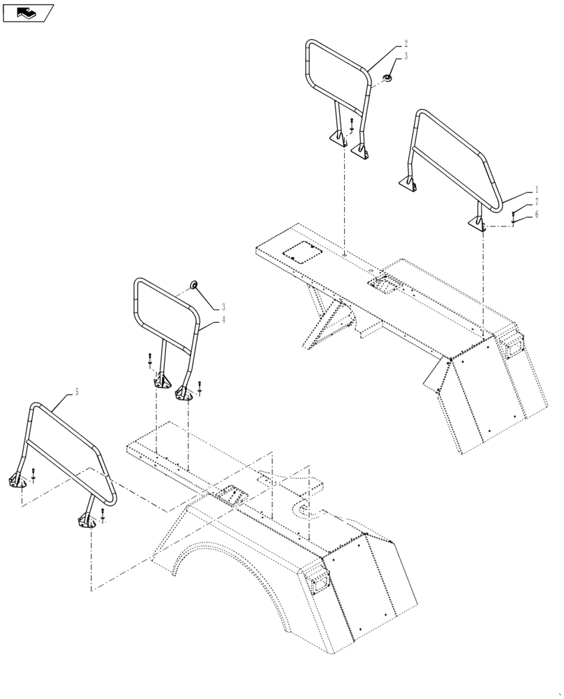 Схема запчастей Case IH TITAN 4540 - (90.118.AX[02]) - HANDRAIL, USED WITH 610 LIQUID SYSTEM, 4040, 4540 (90) - PLATFORM, CAB, BODYWORK AND DECALS