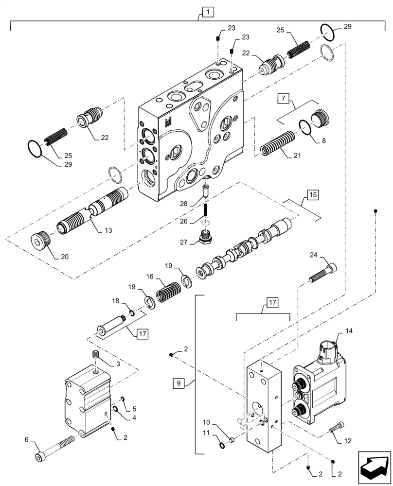 Схема запчастей Case IH MAGNUM 340 - (35.204.BE[05]) - REMOTE CONTROL VALVE (35) - HYDRAULIC SYSTEMS