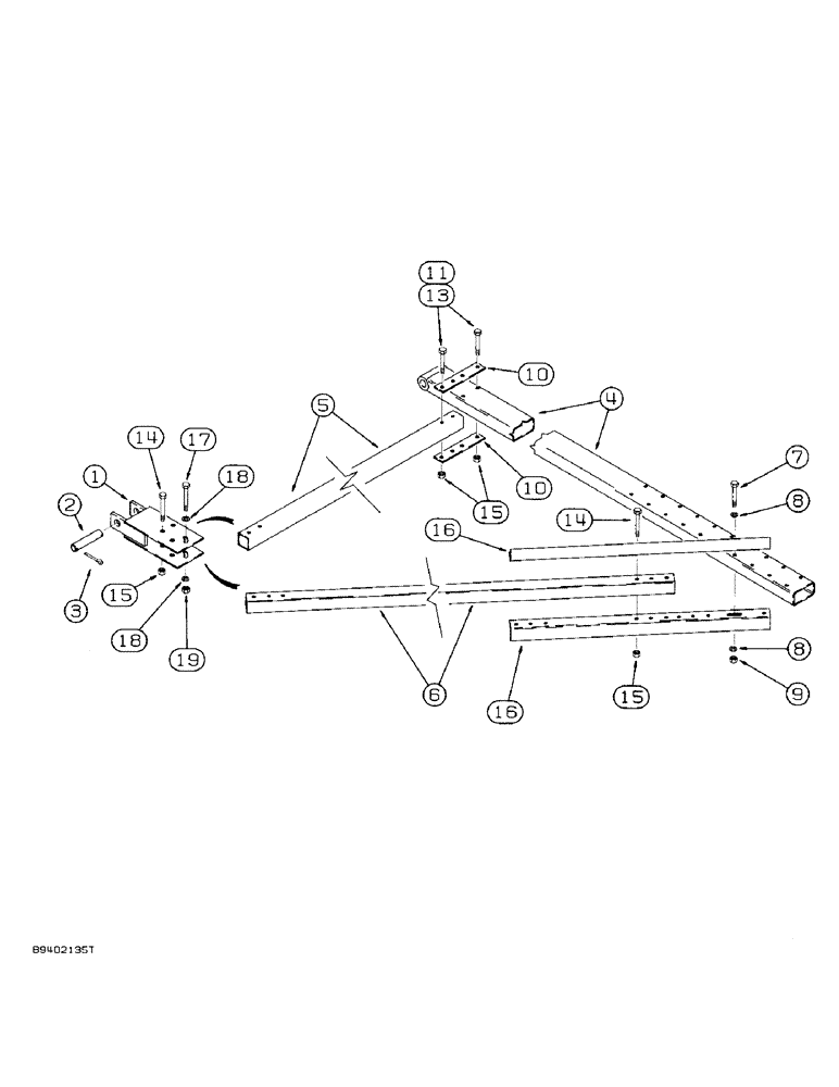 Схема запчастей Case IH 7100 - (9-086) - WING HITCH, THREE AND FOUR DRILL, MACHINES BUILT 1985 AND AFTER, WITH HITCH P.I.N. 501 AND AFTER (09) - CHASSIS/ATTACHMENTS