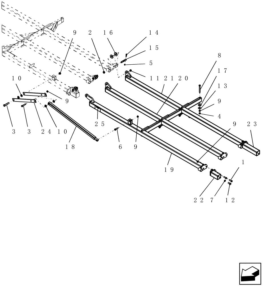 Схема запчастей Case IH 400 - (39.100.13) - 12 THREE SECTION OUTER WING (FRONT) - 39 MODEL SHOWN (39) - FRAMES AND BALLASTING