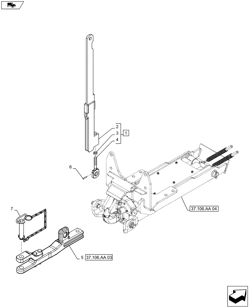 Схема запчастей Case IH FARMALL 105U - (37.106.AA[02]) - VAR - 331945 - AUTOMATIC PICK-UP HITCH, LIFT ARM, TOW HOOK, ISO (37) - HITCHES, DRAWBARS & IMPLEMENT COUPLINGS