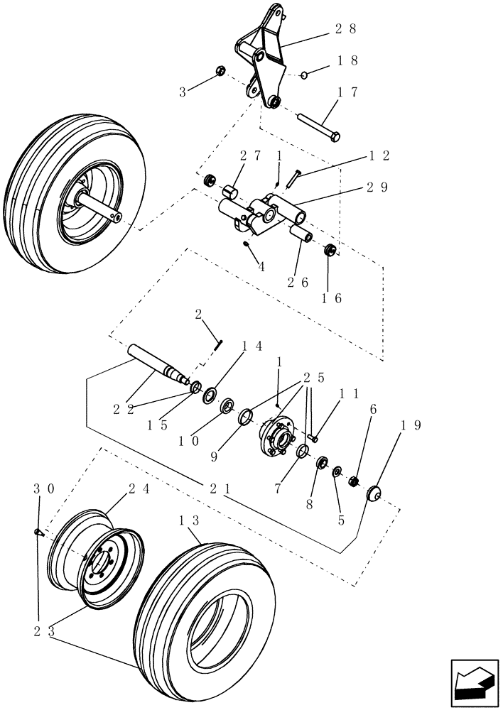 Схема запчастей Case IH 400 - (44.100.01) - REAR WALKBEAM, 6 BOLT HUB AND SPINDLE, CENTER SECTION (44) - WHEELS