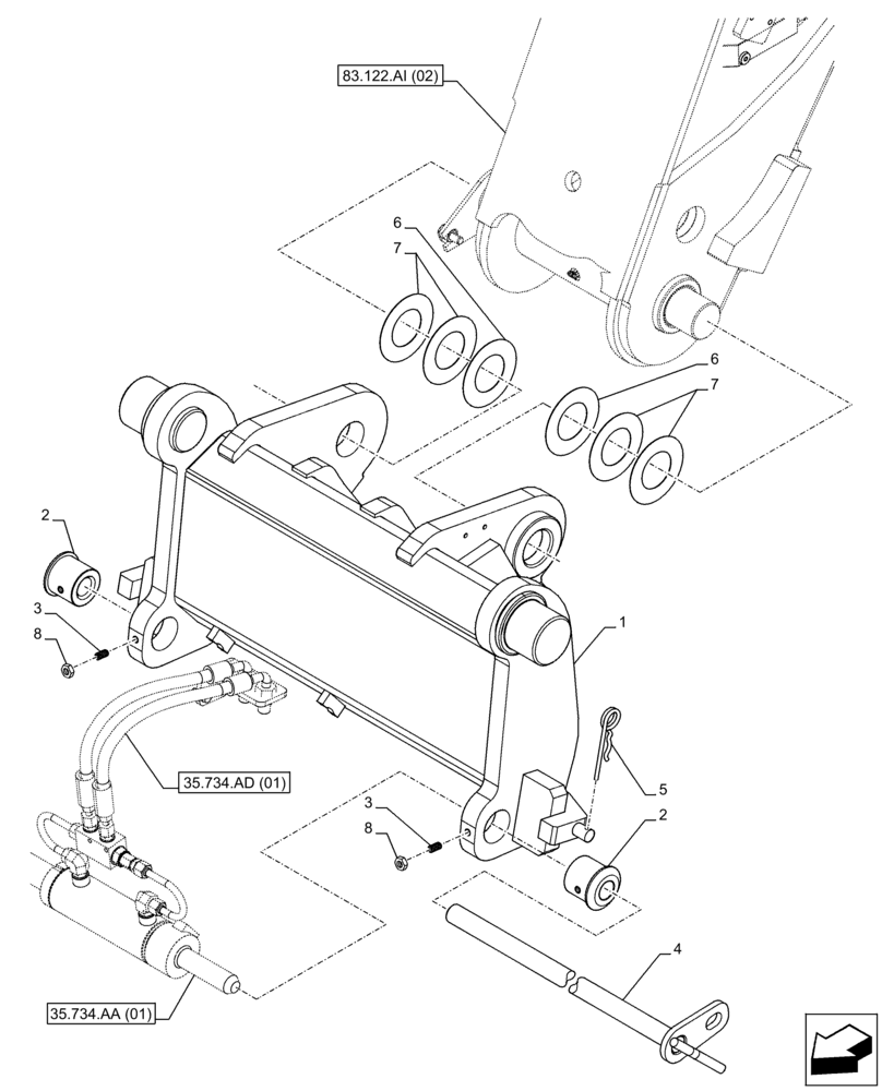 Схема запчастей Case IH FARMLIFT 742 - (89.100.AB[02A]) - VAR - 749009 - CARRIER, FORK - BEGIN SN NEKB38172 (89) - TOOLS