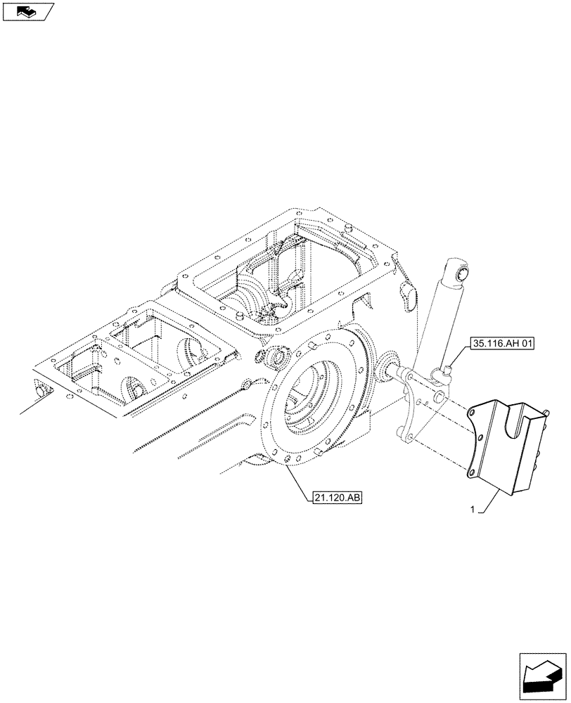 Схема запчастей Case IH FARMALL 115U - (35.116.AH[02]) - VAR - 330935, 331945 - LIFT CYLINDER, BRACKET, ISO (35) - HYDRAULIC SYSTEMS