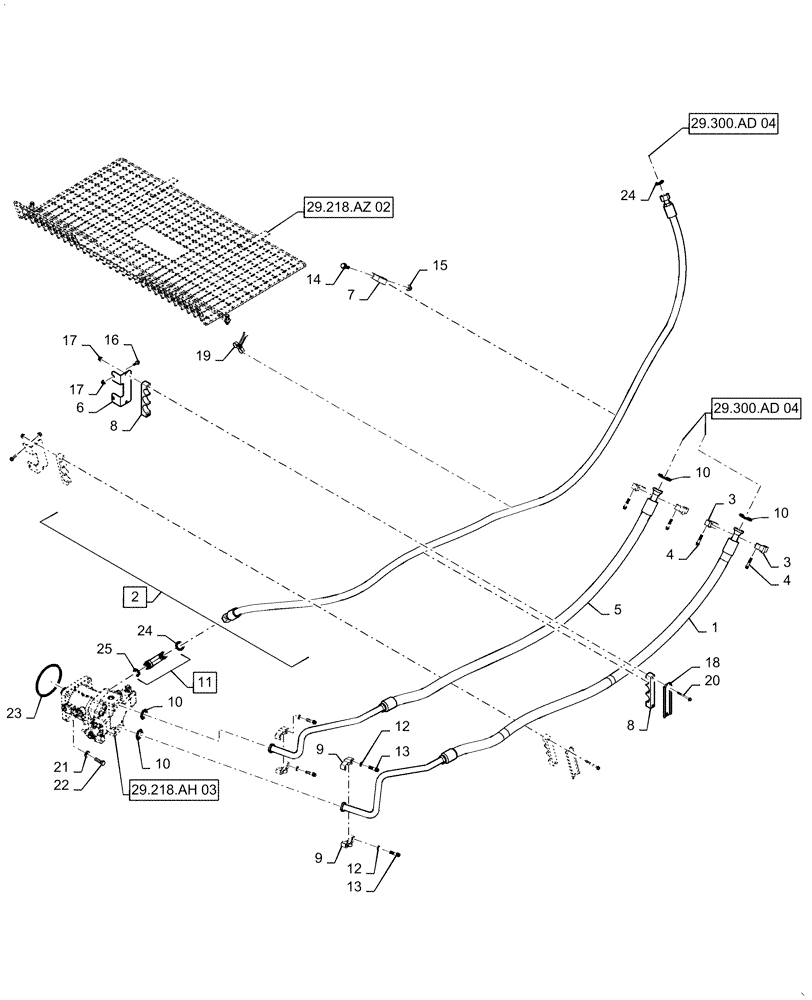Схема запчастей Case IH 5140 - (29.300.AD[03]) - HYDRAULIC LINE, HIGH SPEED GROUND DRIVE - MOTOR (29) - HYDROSTATIC DRIVE