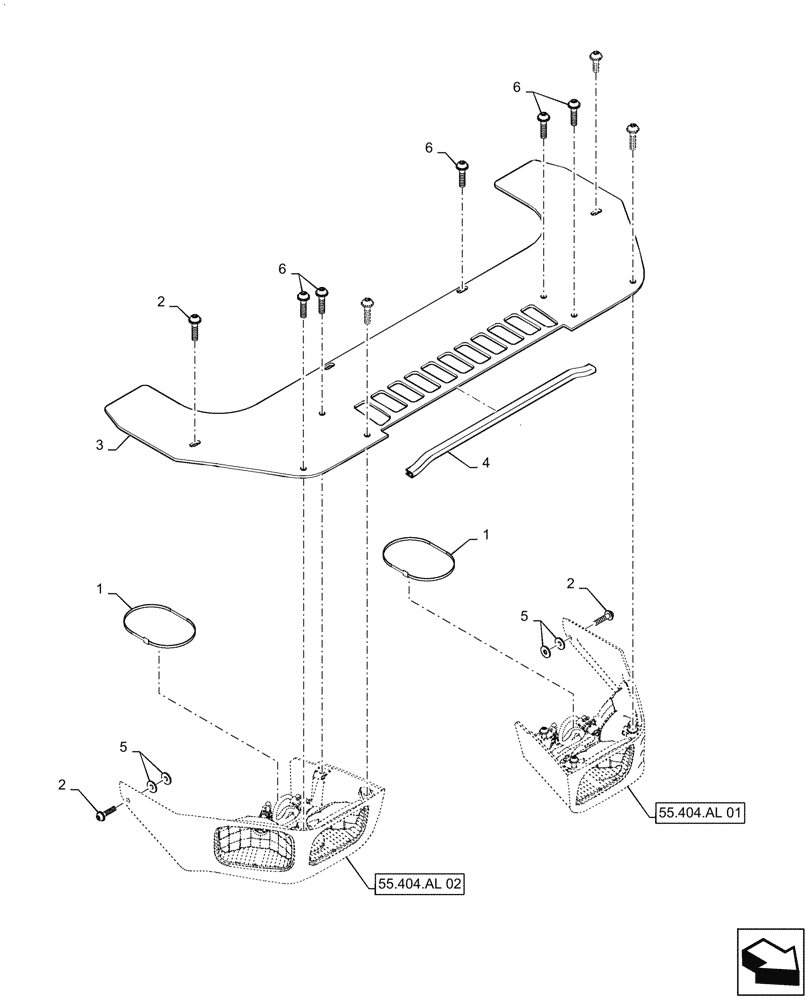 Схема запчастей Case IH SV300 - (55.404.AL) - FRONT LIGHT ASSY, W/ CORNER LIGHT (55) - ELECTRICAL SYSTEMS