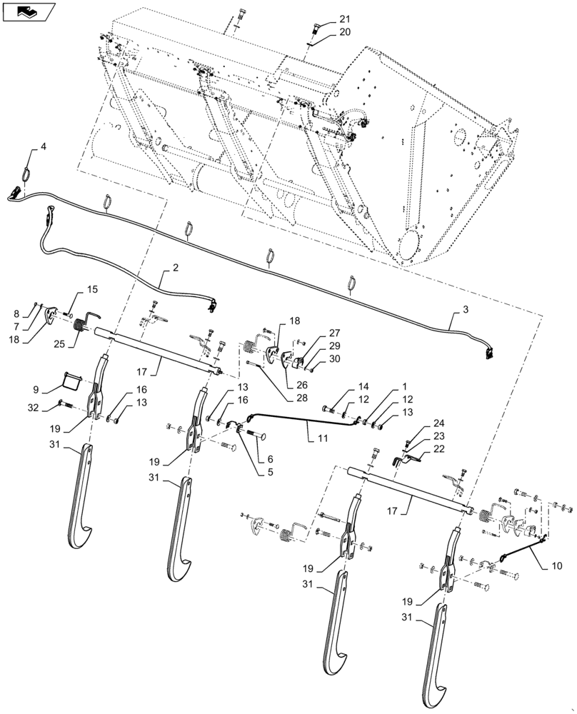 Схема запчастей Case IH 3152 - (58.131.05[01]) - SENSOR ASSY, RIGID AHHC, 25 FOOT HEADER (58) - ATTACHMENTS/HEADERS