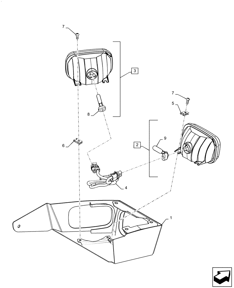 Схема запчастей Case IH SV300 - (55.404.AL[01]) - LH LIGHT ASSY, W/ CORNER LIGHT, HD (55) - ELECTRICAL SYSTEMS