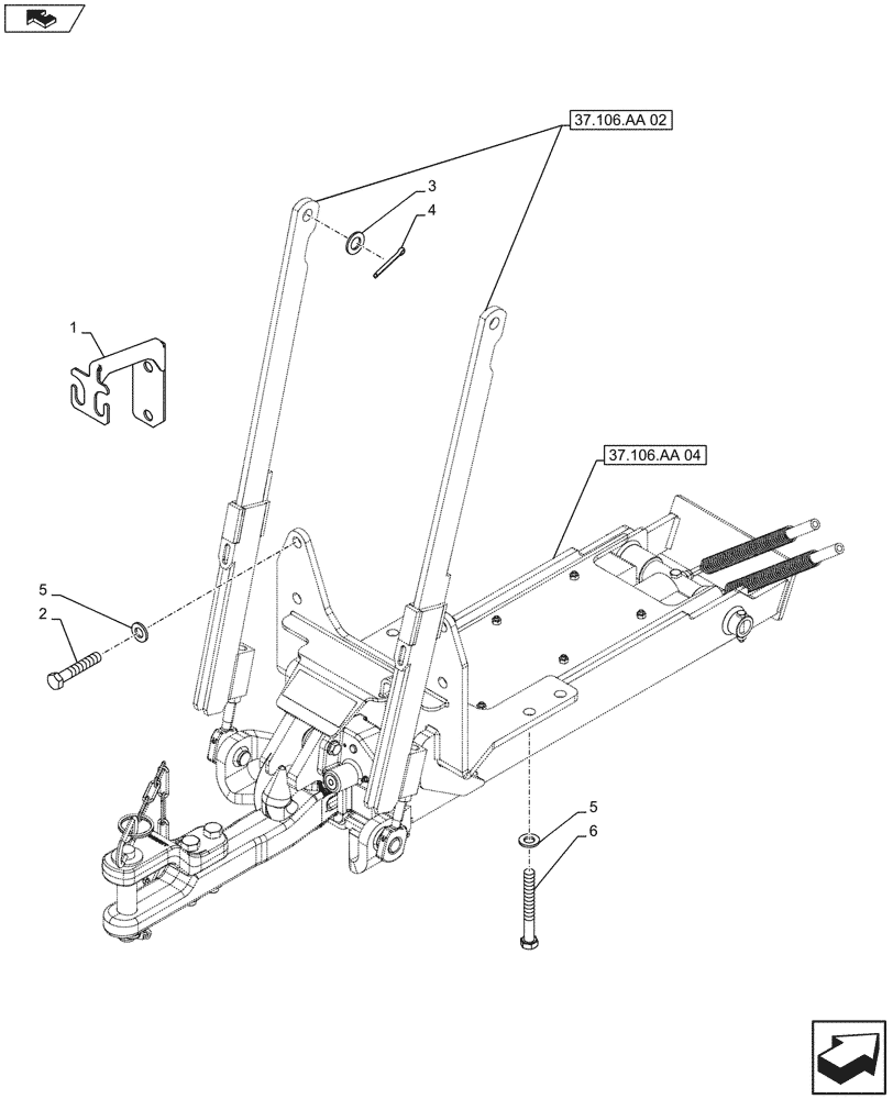 Схема запчастей Case IH FARMALL 105U - (37.106.AA[01]) - VAR - 331945 - AUTOMATIC PICK-UP HITCH, SUPPORT & TOW HOOK, ISO (37) - HITCHES, DRAWBARS & IMPLEMENT COUPLINGS