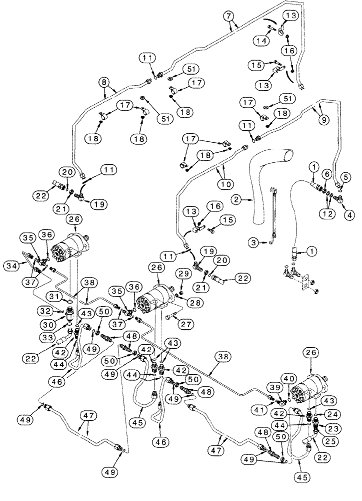 Схема запчастей Case IH CPX420 - (08-38) - COMPACTOR AUGER DRIVE MOTOR SUPPLY AND RETURN LINES (07) - HYDRAULICS